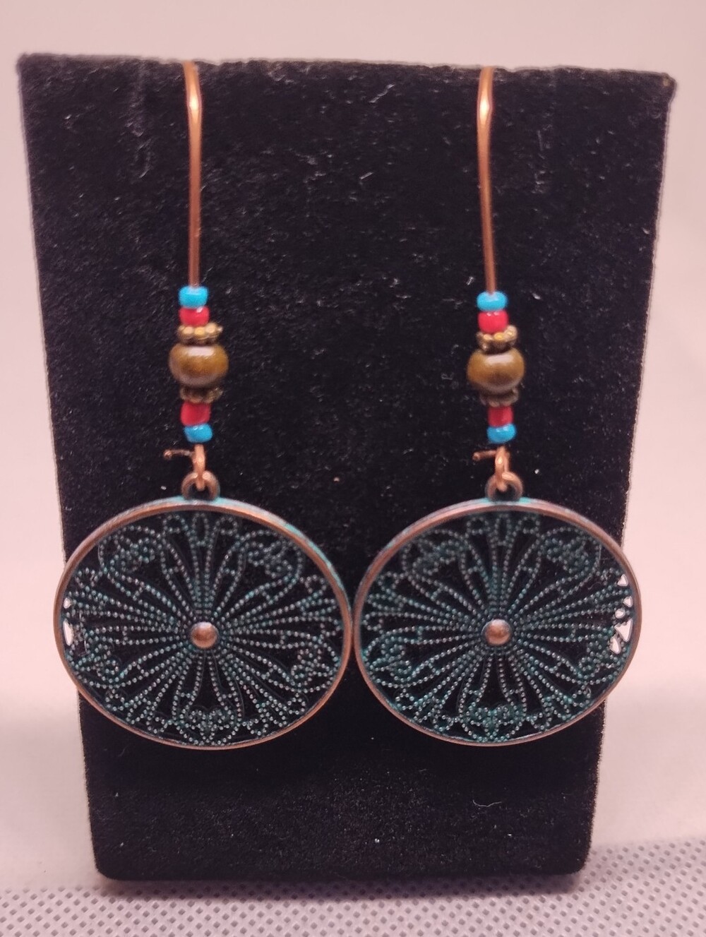 Vintage Earrings Antique Boho Teal Filigree Drop Women's Dangle Jewelry New G28